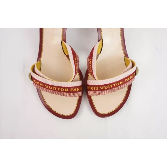 Louis Vuitton Vintage Double Strap Mule Heels In Burgundy Red - Women's EU 36.5 - Picture 12 of 16